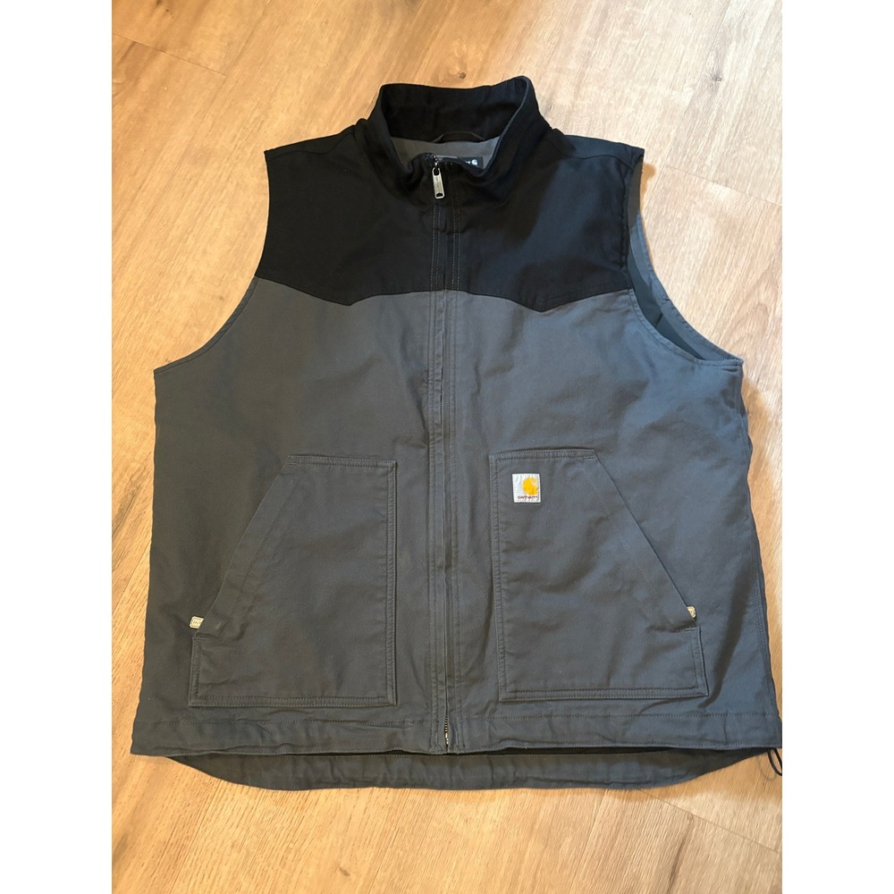 Carhartt Rugged Flex Vest XL Gray Black Canvas Workwear Gorpcore OV6433-M NWOT
